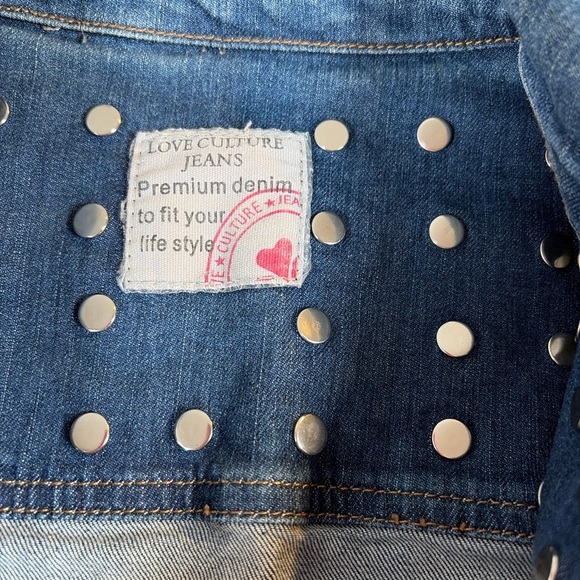 Studded Denim Jacket with Gold Buttons 1345 - Picture 4 of 7